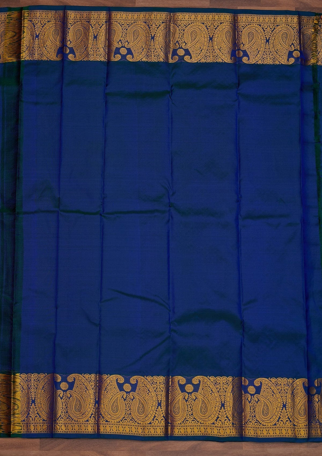 Peacock Blue Zariwork Pure Silk Designer Saree - Koskii