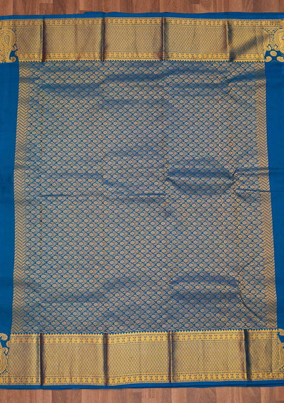 Peacock Blue Zariwork Pure Silk Saree - Koskii