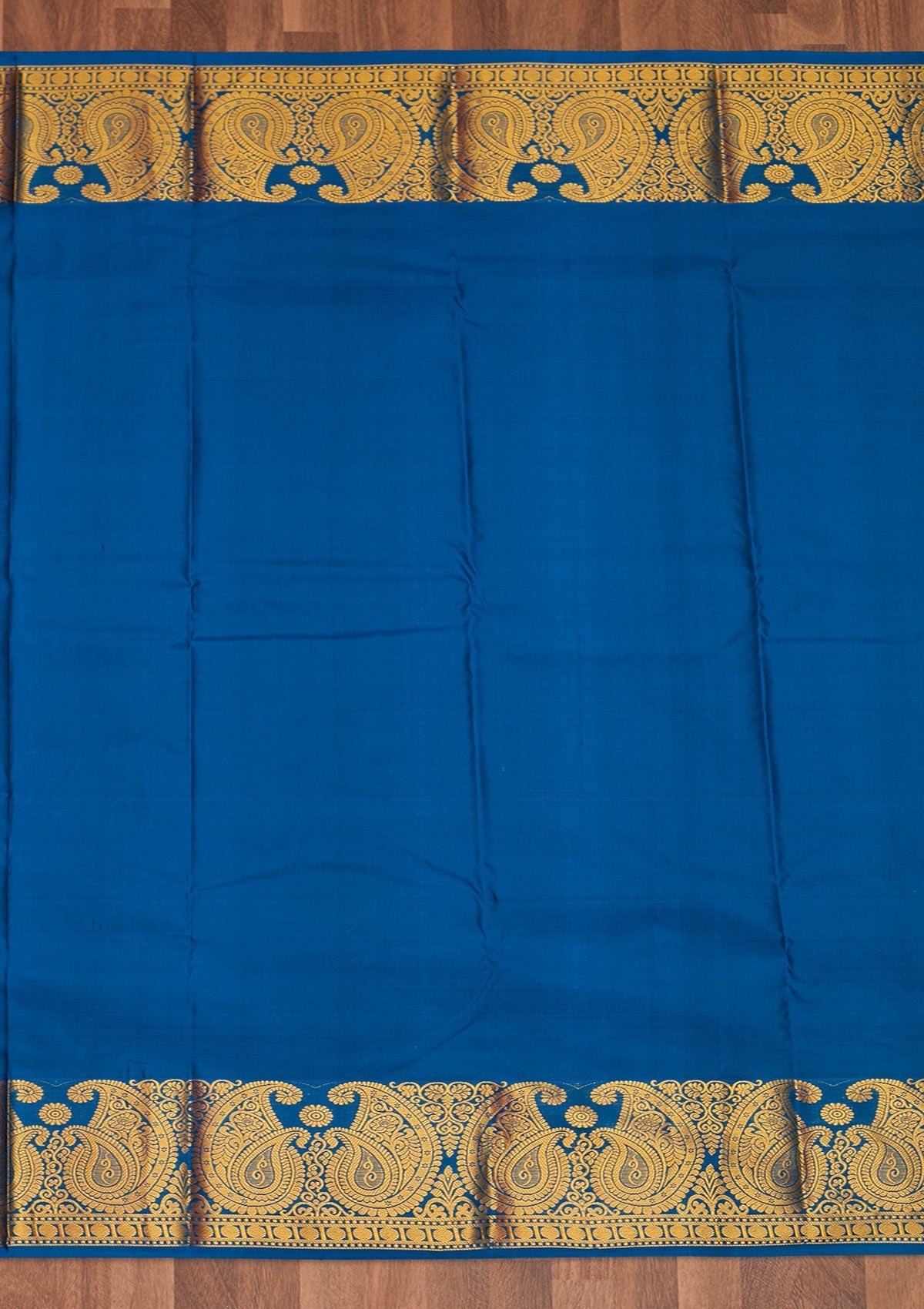 Peacock Blue Zariwork Pure Silk Saree - Koskii
