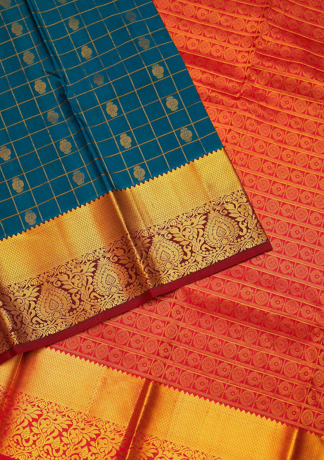 Peacock Blue Zariwork Pure Silk Saree - Koskii