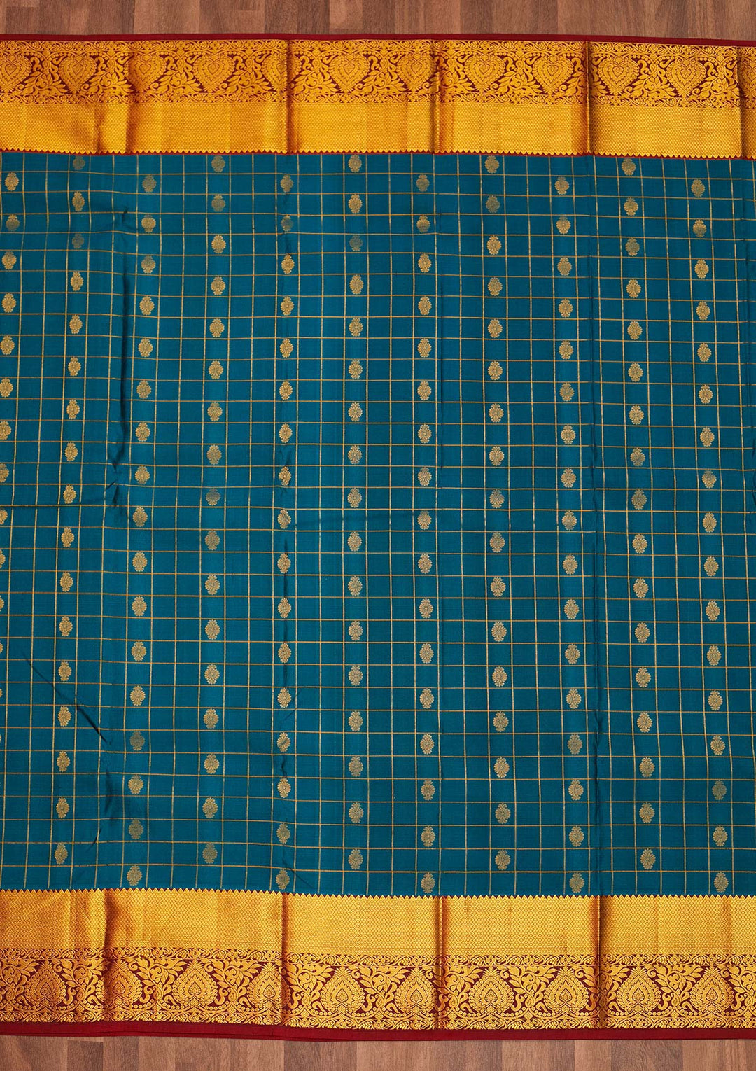 Peacock Blue Zariwork Pure Silk Saree - Koskii