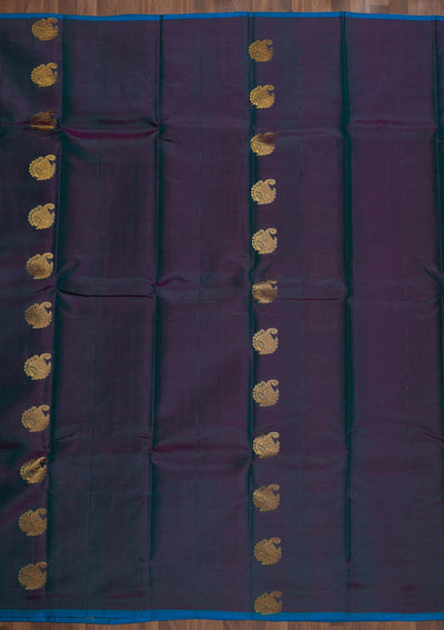 Peacock Blue Zariwork Pure Silk Saree-Koskii