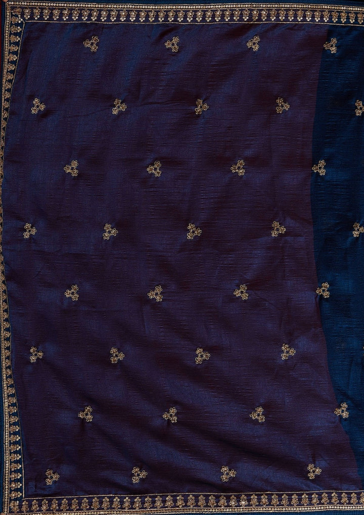 Peacock Blue Zariwork Raw Silk Designer Lehenga - koskii