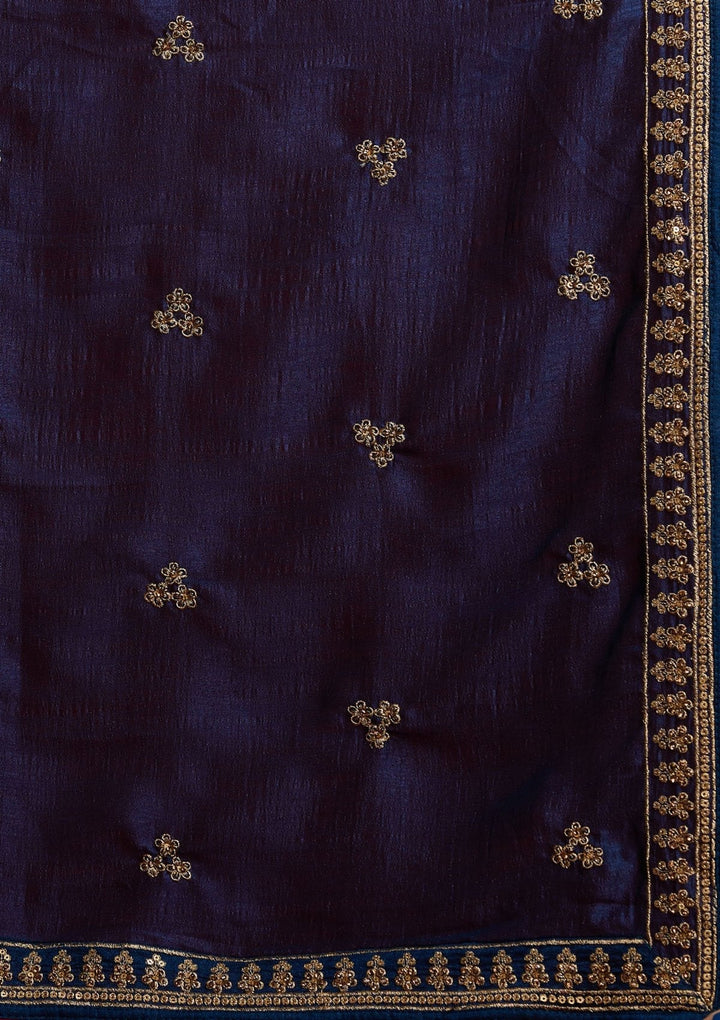 Peacock Blue Zariwork Raw Silk Designer Lehenga - koskii