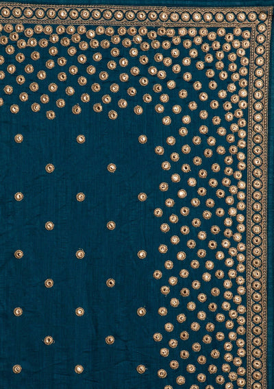 Peacock Blue Zariwork Raw Silk Designer Saree - koskii