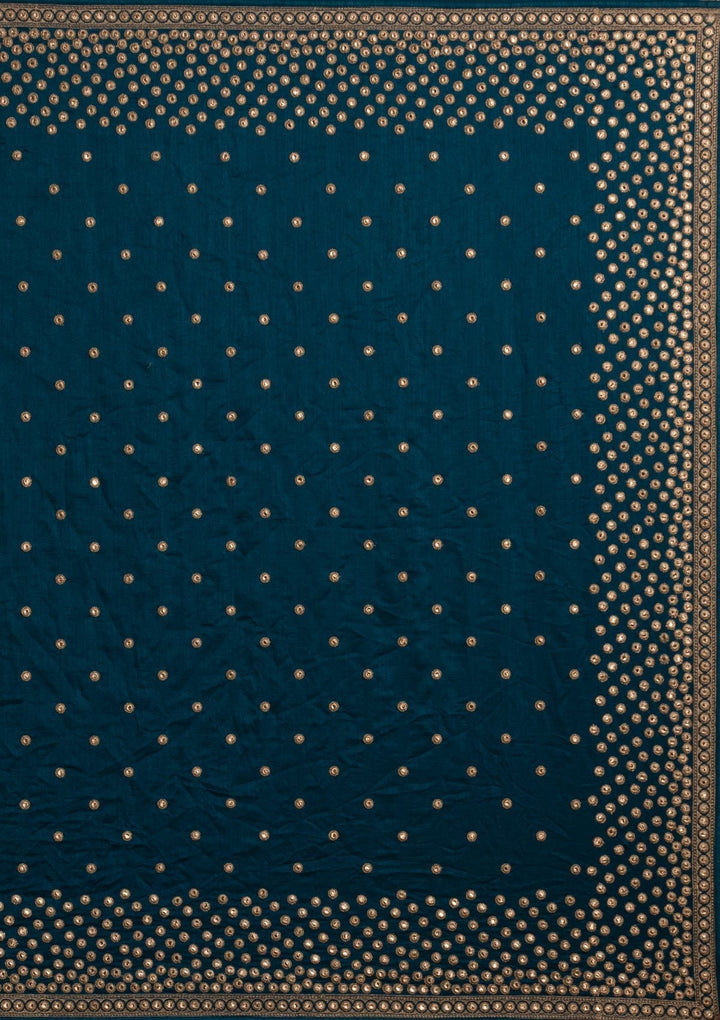 Peacock Blue Zariwork Raw Silk Designer Saree - koskii