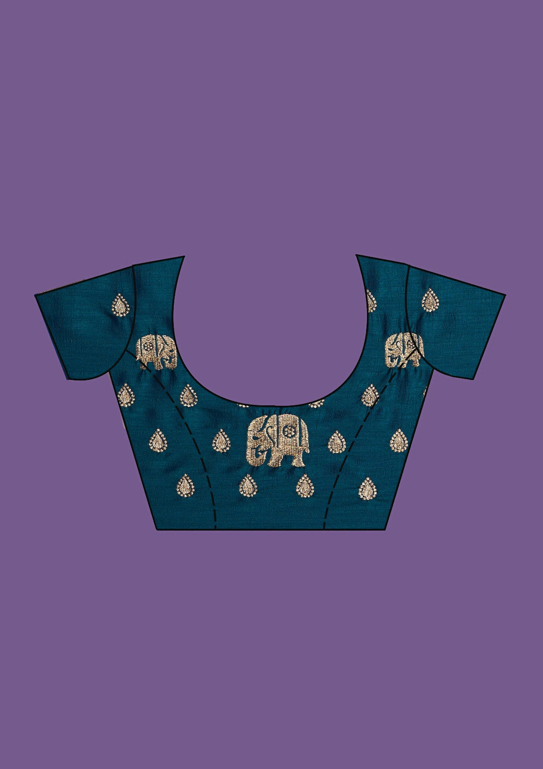 Peacock Blue Zariwork Raw Silk Saree-Koskii