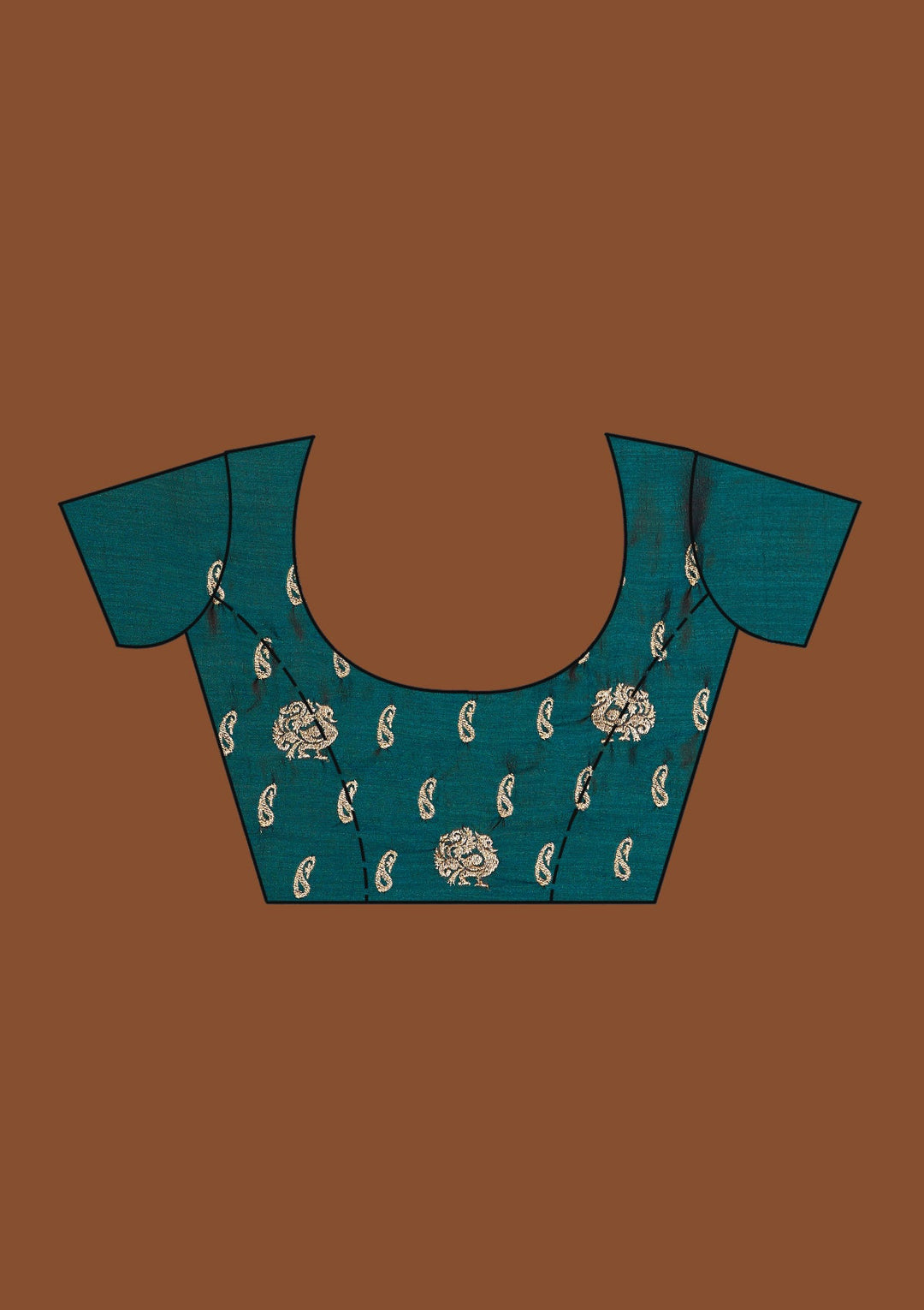 Peacock Blue Zariwork Raw Silk Saree - Koskii