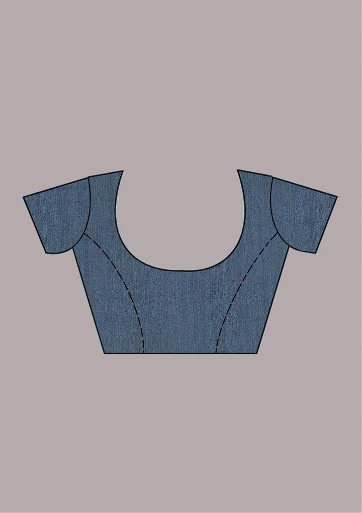 Peacock Blue Zariwork Raw Silk Saree-Koskii