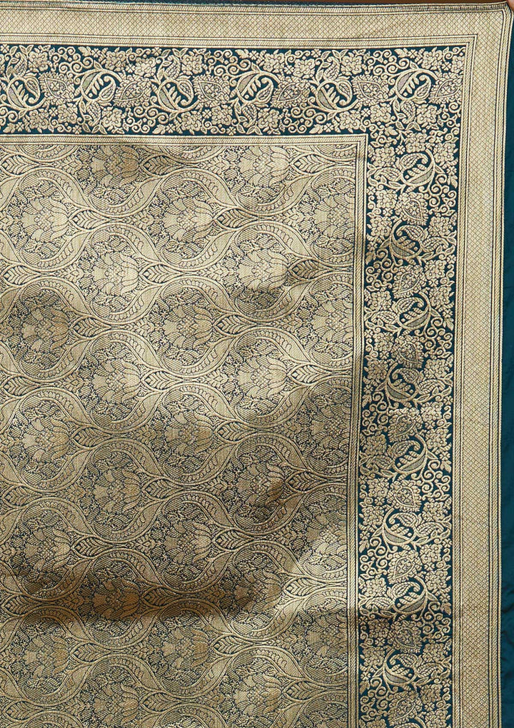 Peacock Green Zariwork Art Silk Designer Saree - Koskii