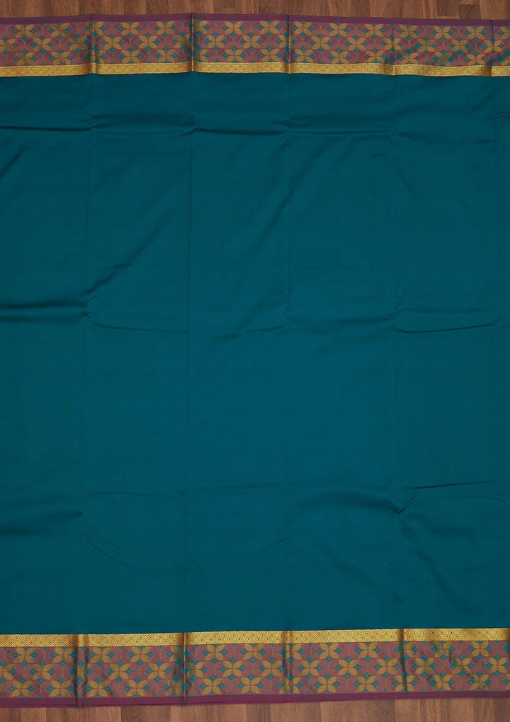 Peacock Green Zariwork Art Silk Saree - Koskii