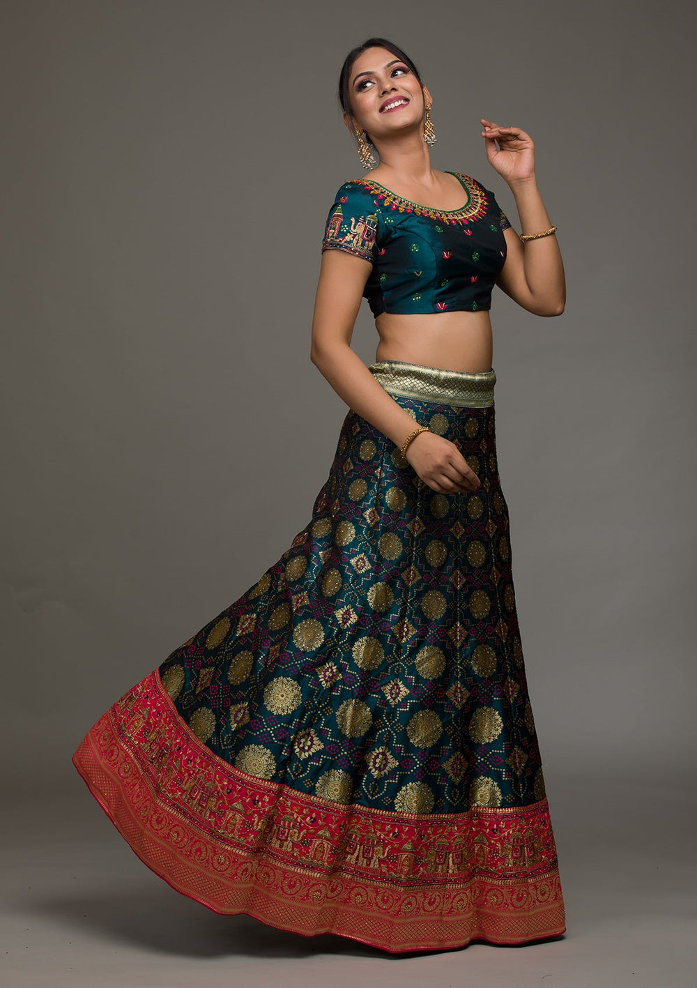 Peacock Green Zariwork Banarasi Lehenga-koskii