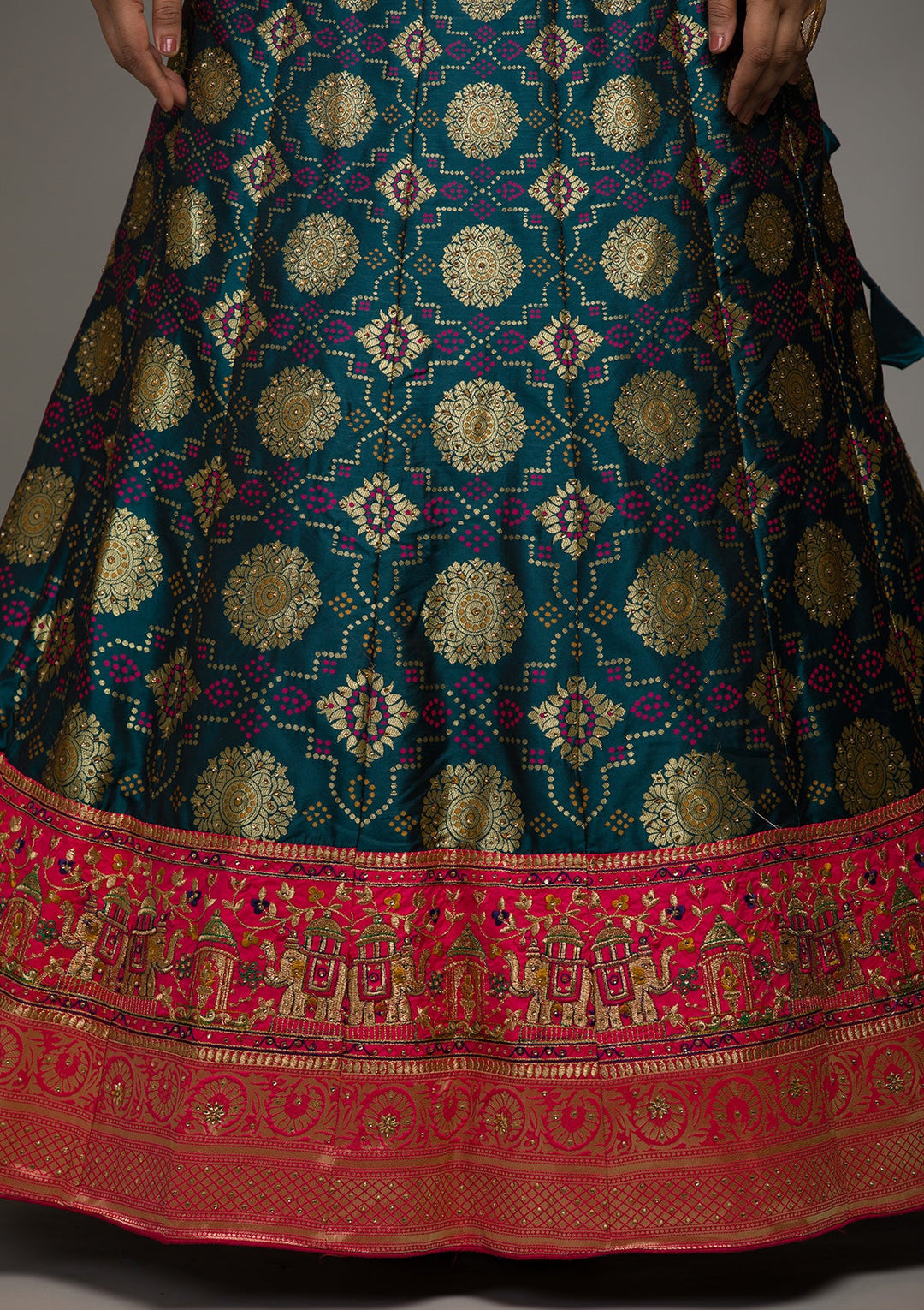 Peacock Green Zariwork Banarasi Lehenga-koskii