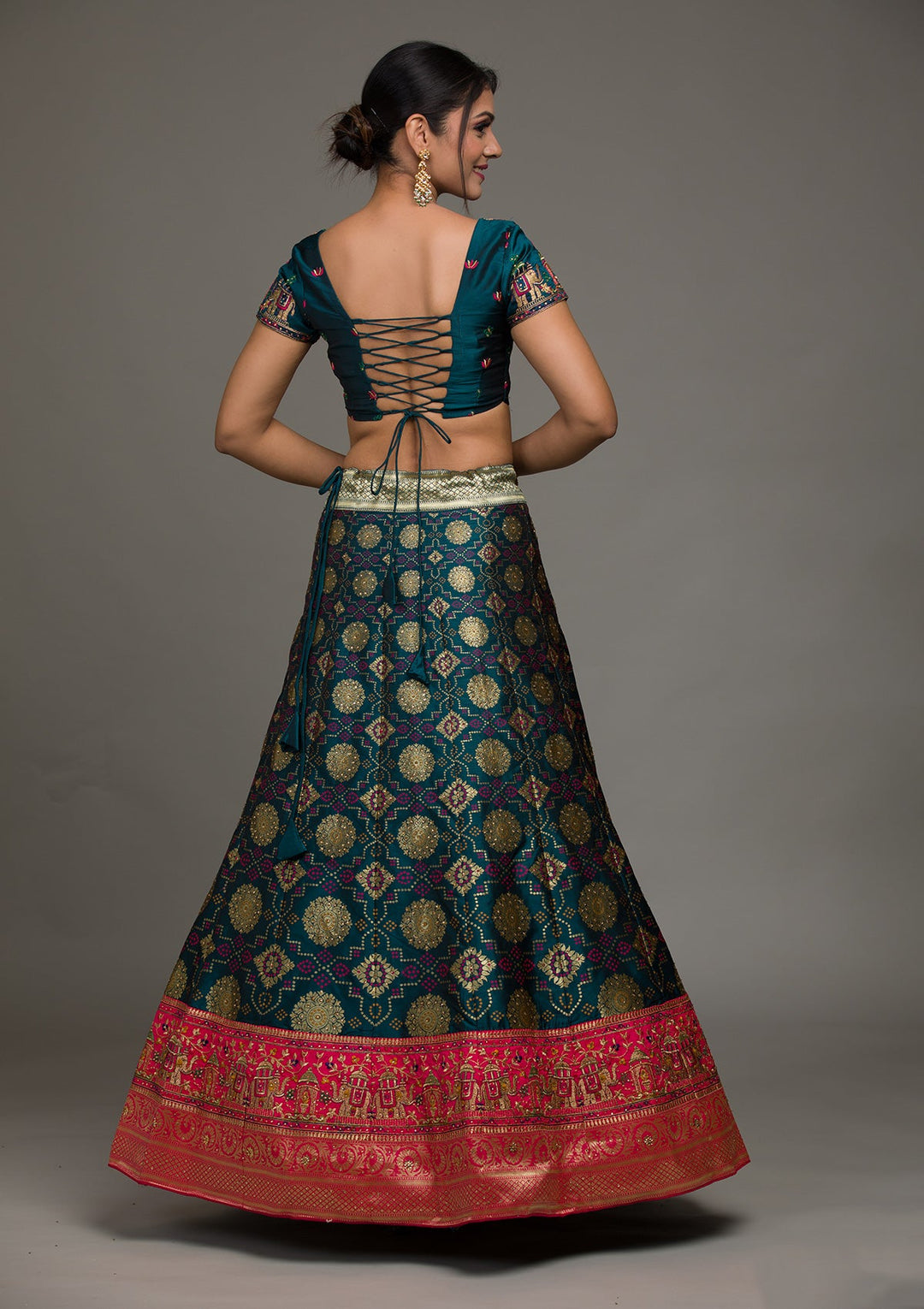 Peacock Green Zariwork Banarasi Lehenga-koskii