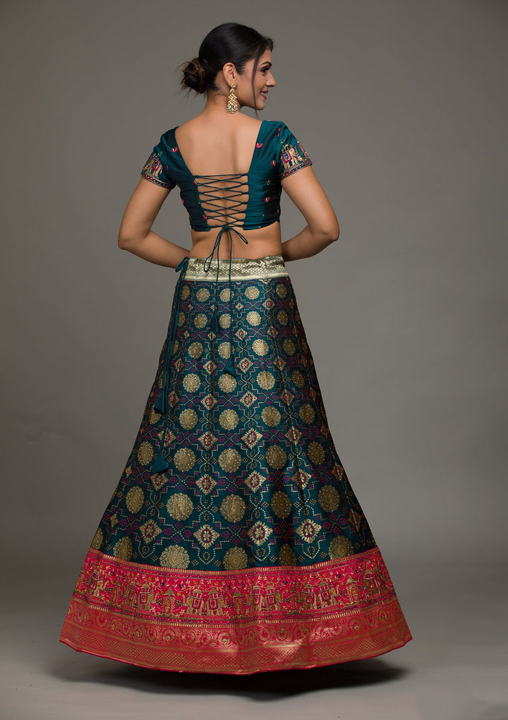Peacock Green Zariwork Banarasi Lehenga-koskii