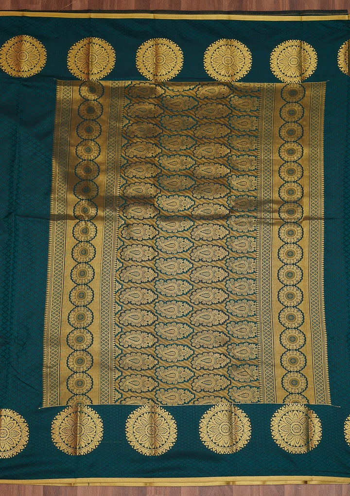 Peacock Green Zariwork Banarasi Saree - Koskii