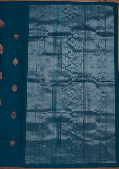 Peacock Green Zariwork Pure Silk Designer Saree - Koskii
