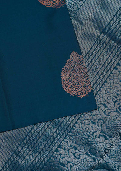 Peacock Green Zariwork Pure Silk Designer Saree - Koskii