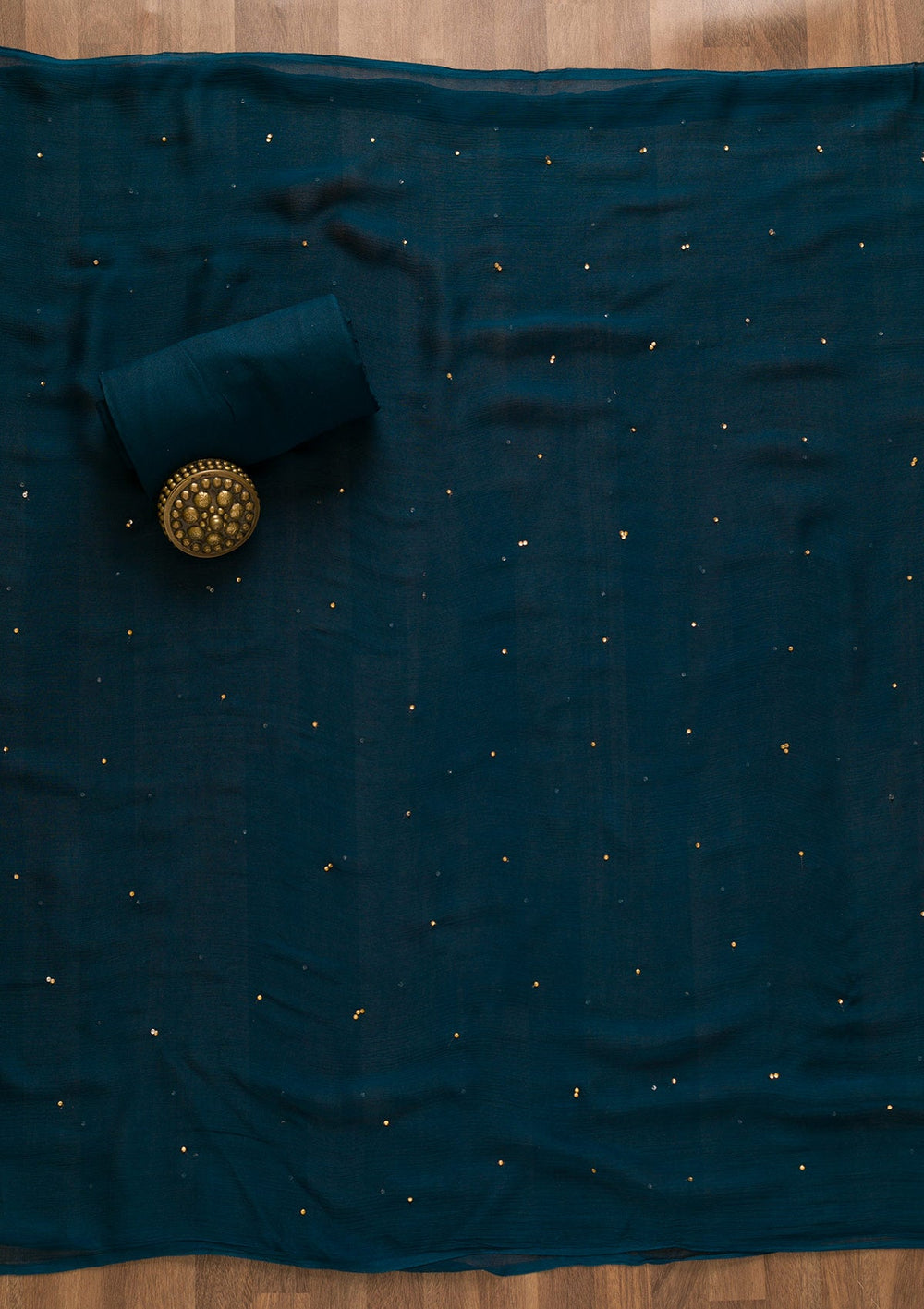 Peacock Blue Stonework Crepe Unstitched Salwar Kameez-Koskii