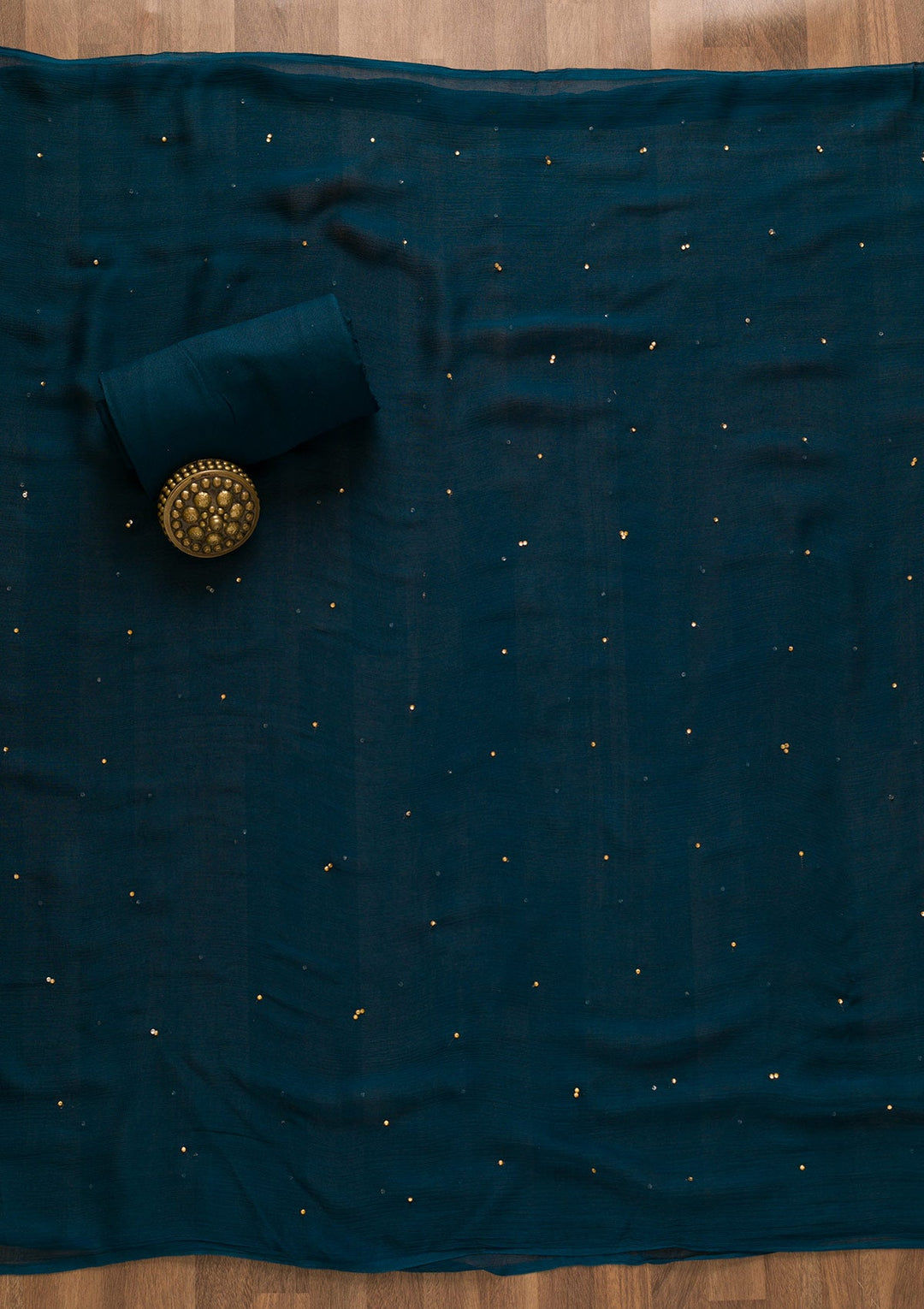 Peacock Blue Stonework Crepe Unstitched Salwar Kameez-Koskii