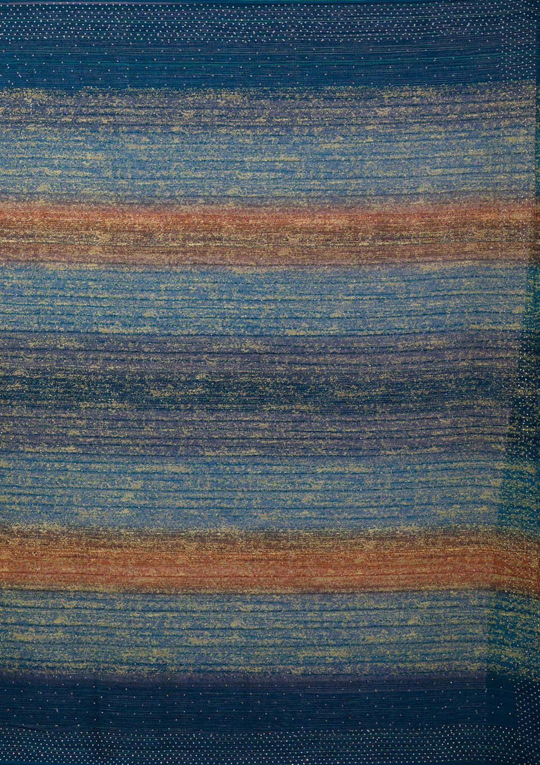 Peacock Blue Swarovski Chiffon Saree-Koskii