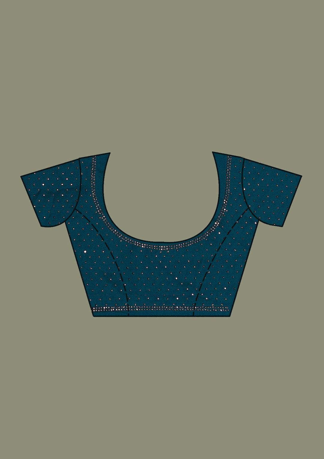 Peacock Blue Swarovski Semi Crepe Saree-Koskii