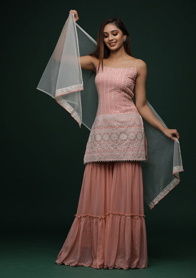 Pink Chikankari Georgette Designer Salwar Suit- Koskii