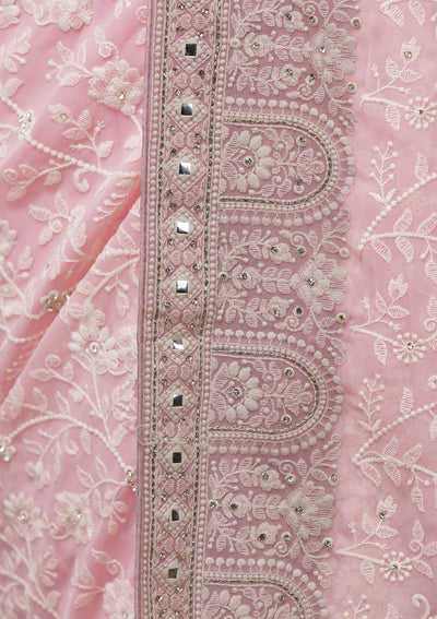 Pink Chikankari Georgette Saree-Koskii