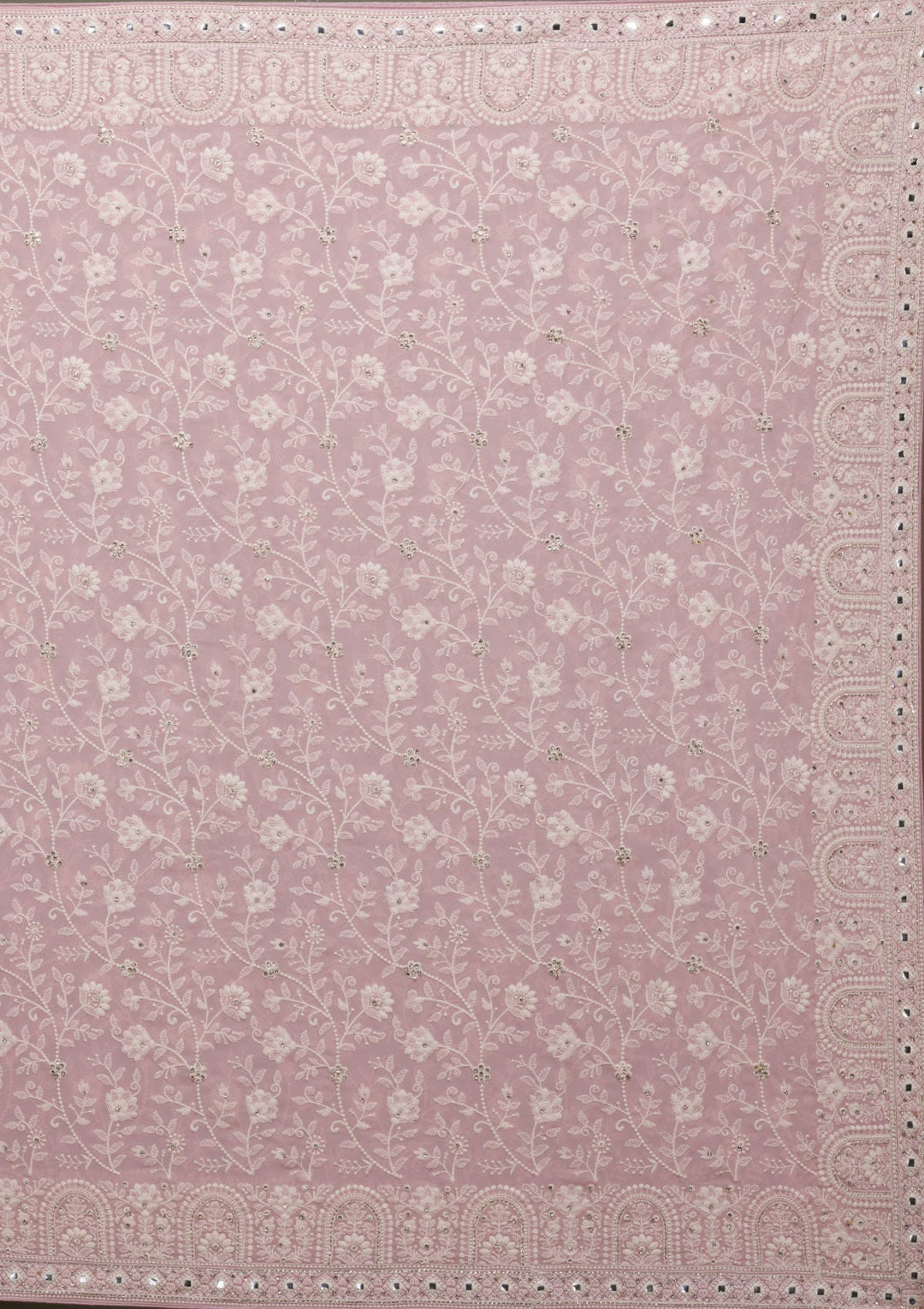 Pink Chikankari Georgette Saree-Koskii