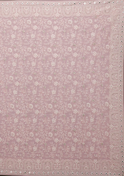 Pink Chikankari Georgette Saree-Koskii