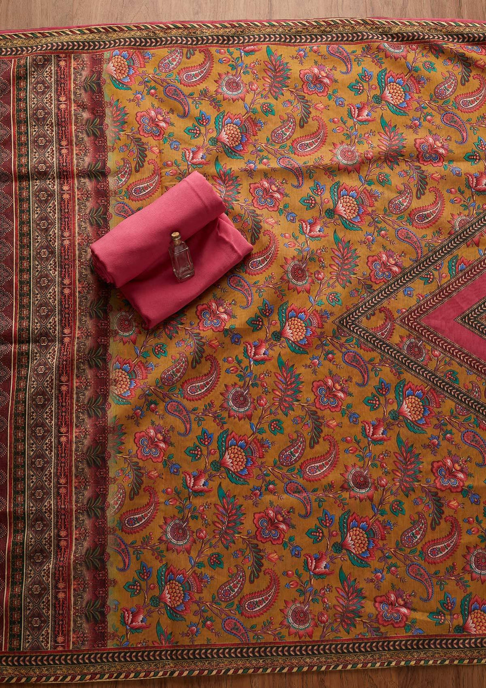 Pink Cutdana Art Silk Designer Unstitched Salwar Suit - koskii