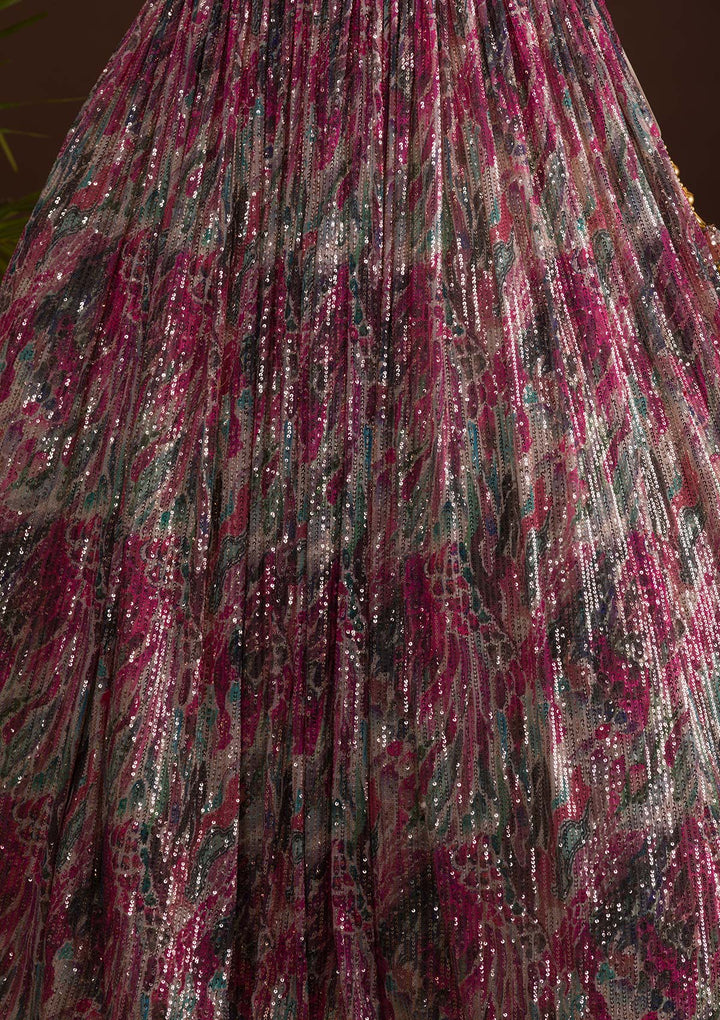 Pink Cutdana Net Readymade Lehenga-Koskii