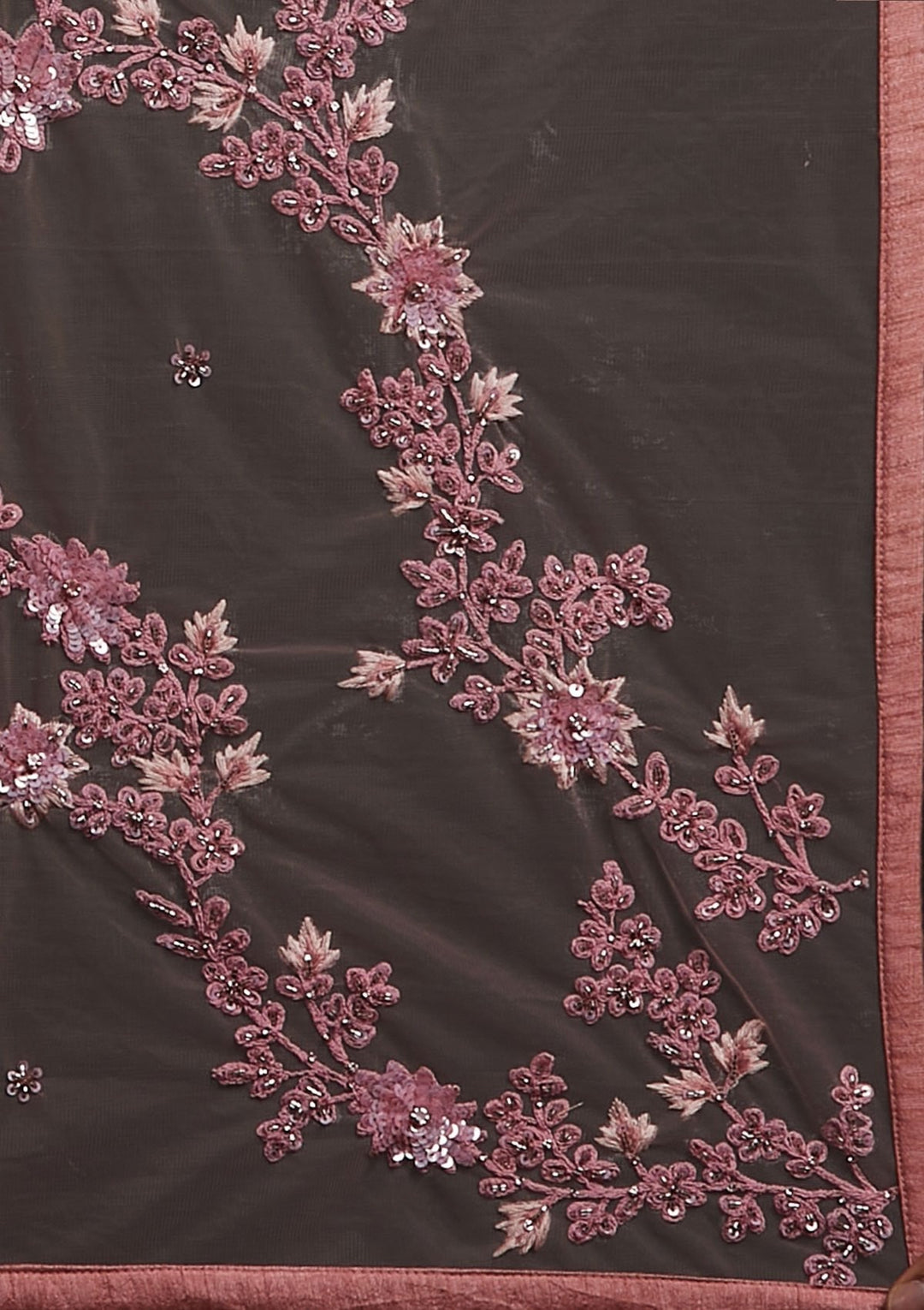 Pink Cutdana Net Designer Gown - koskii