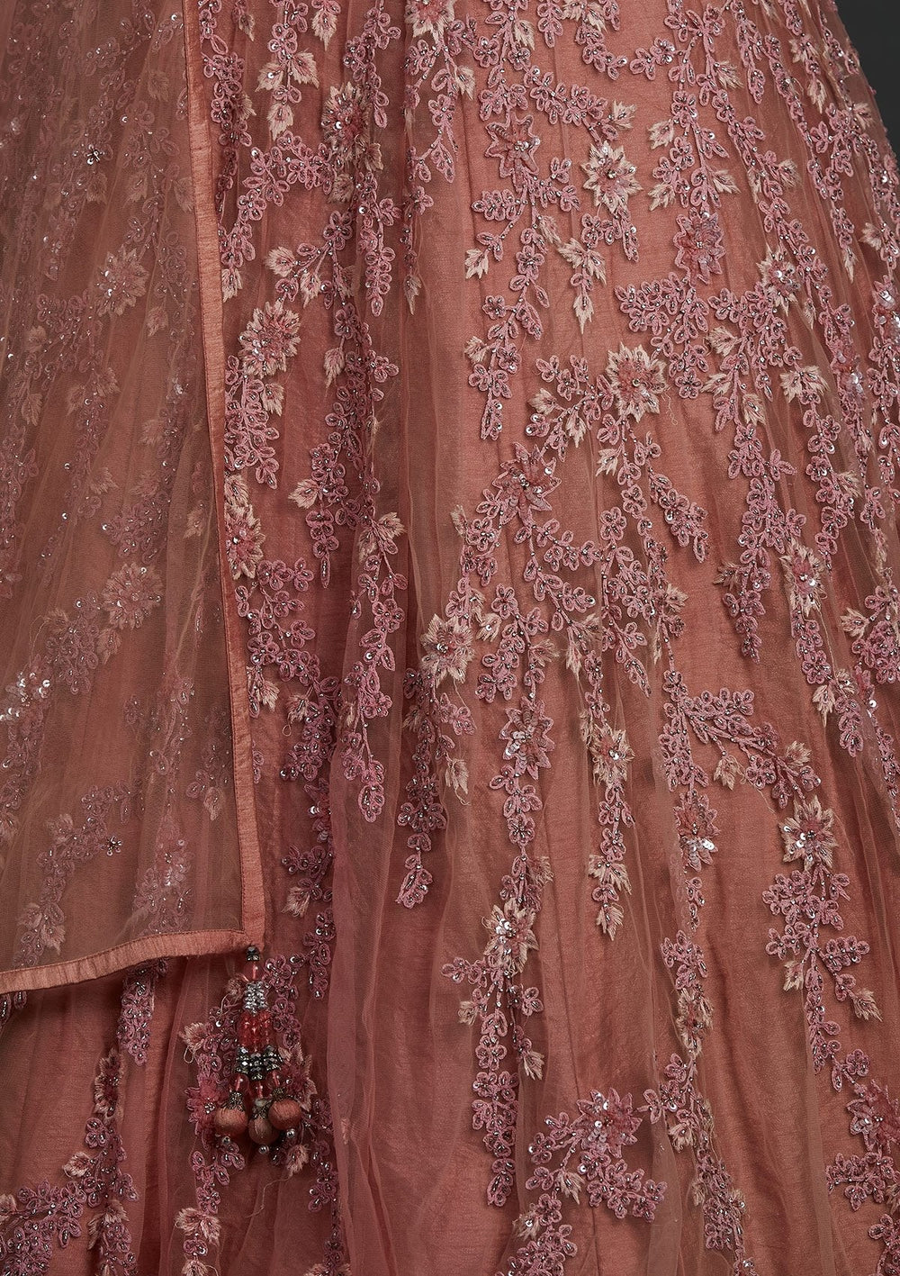 Pink Cutdana Net Designer Gown - koskii