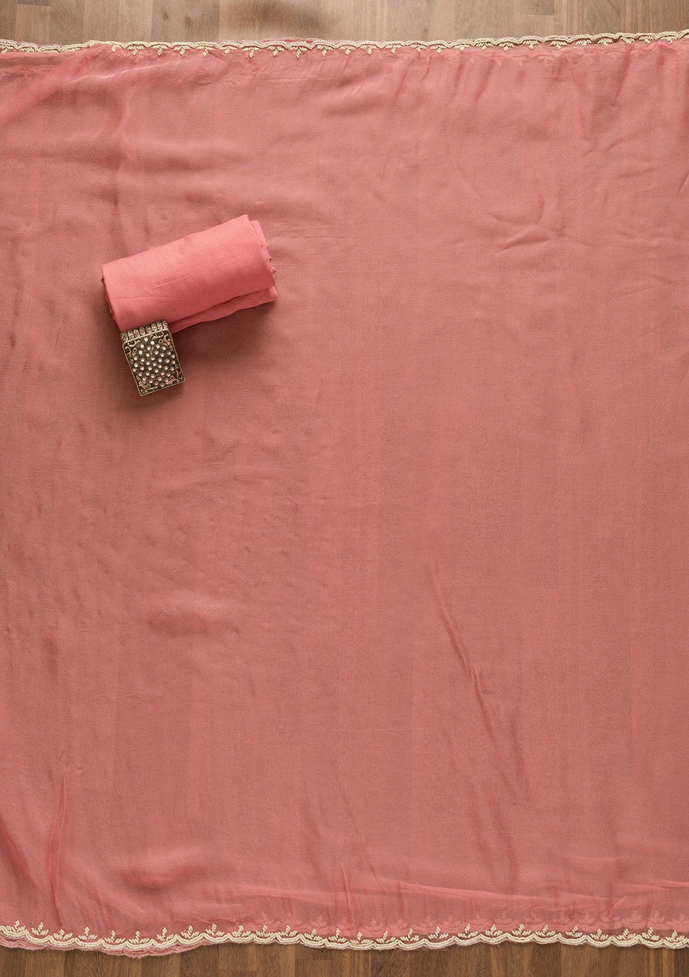 Pink Cutdana Organza Unstitched Salwar Kameez-Koskii