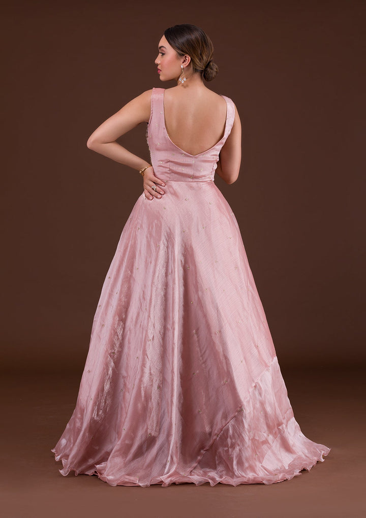 Pink Cutdana Shimmer Designer Gown-Koskii