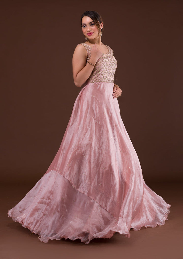 Pink Cutdana Shimmer Designer Gown-Koskii