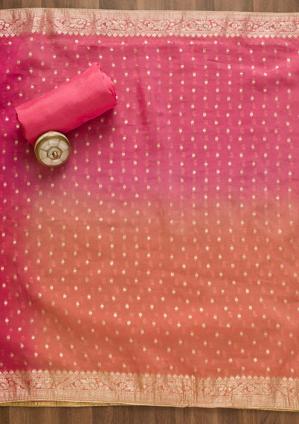 Pink Cutdana Tissue Unstitched Salwar Kameez-Koskii