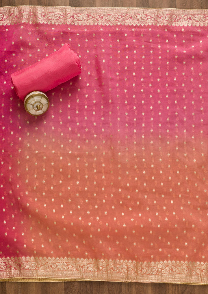 Pink Cutdana Tissue Unstitched Salwar Kameez-Koskii