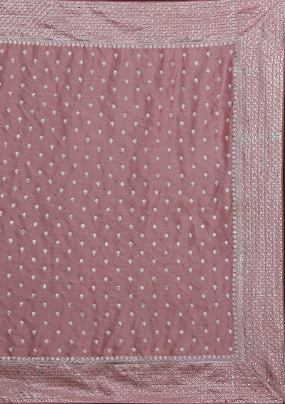 Pink Silver Zariwork Georgette Saree-Koskii