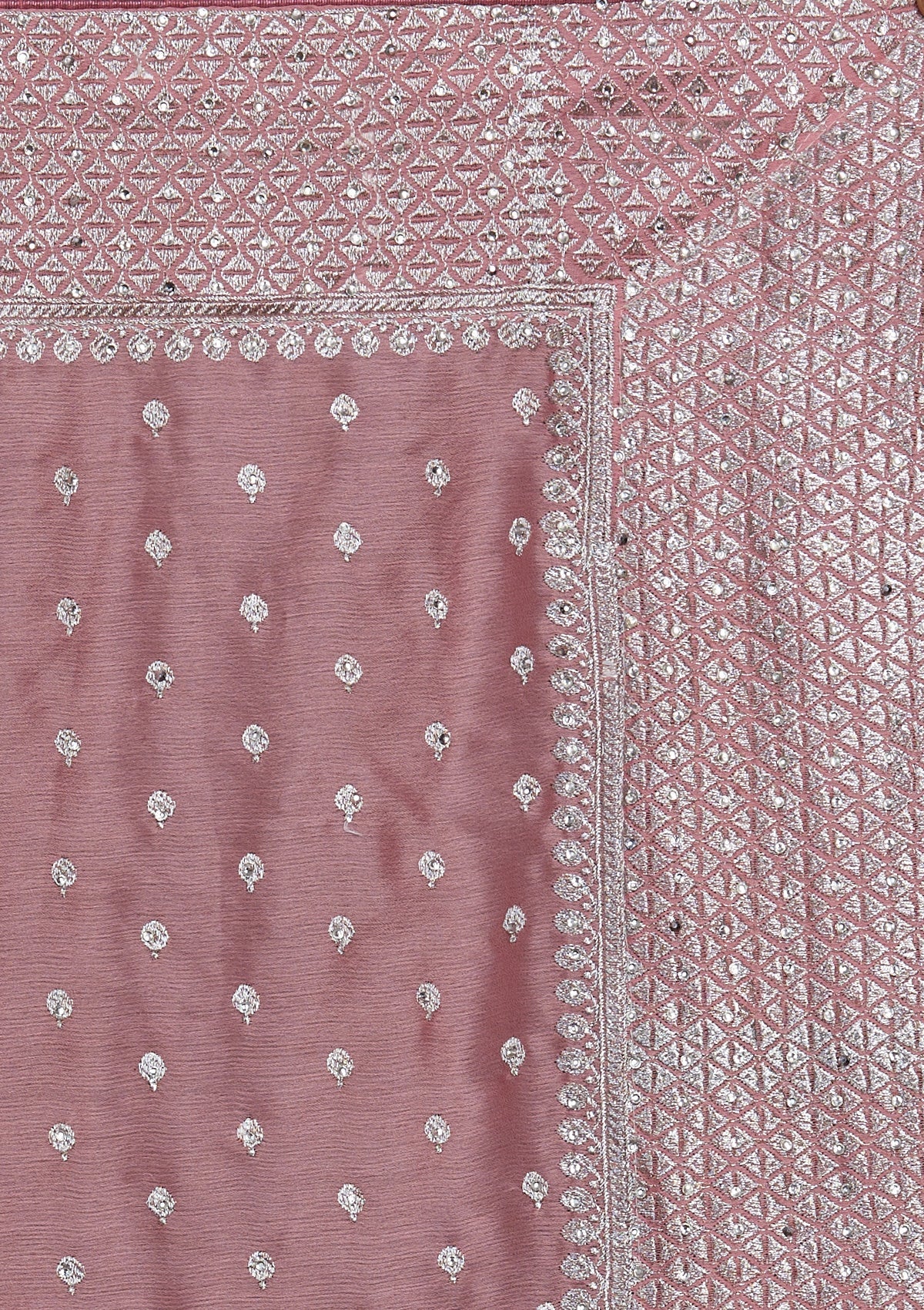 Pink Silver Zariwork Georgette Saree-Koskii