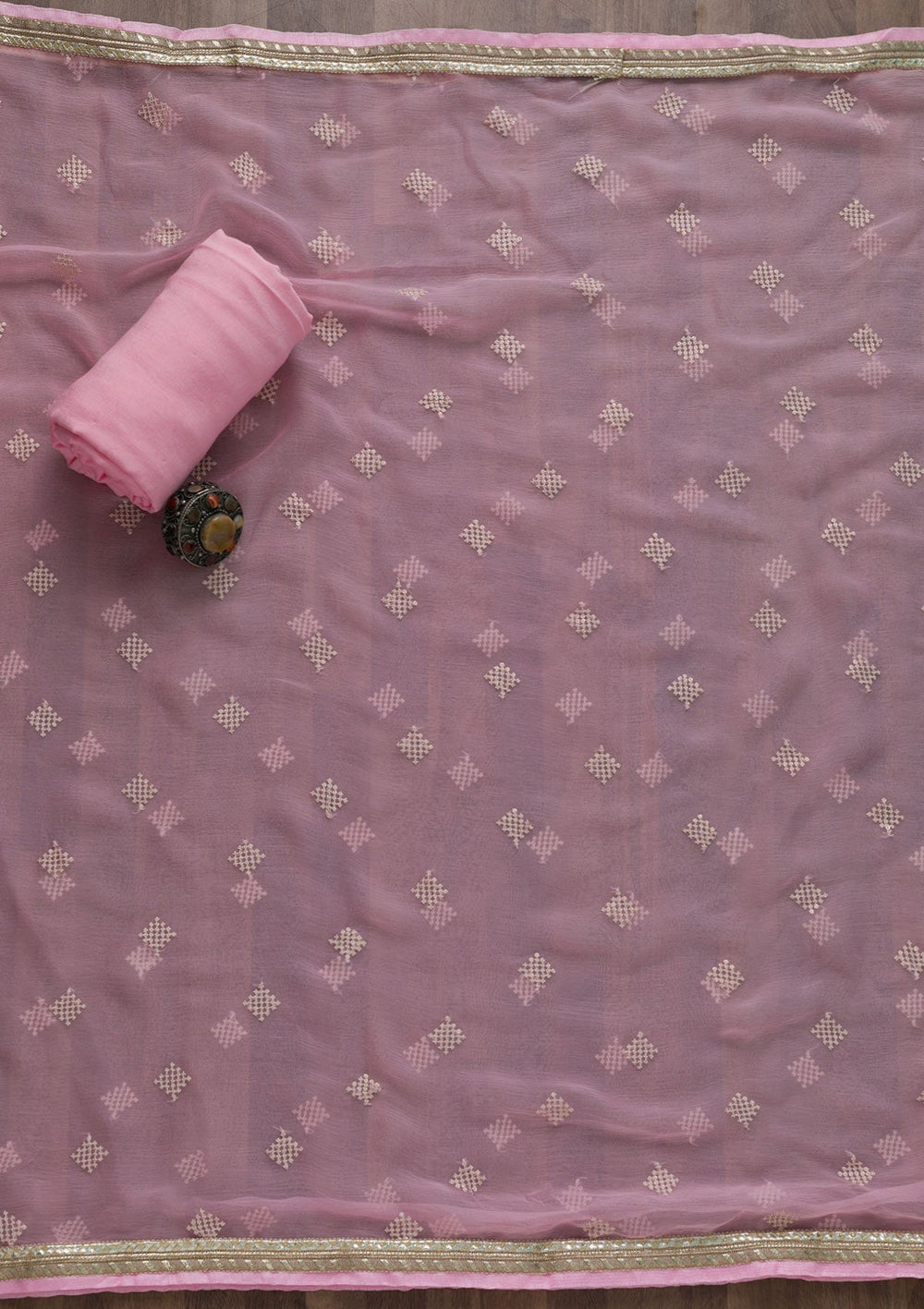 Pink Gotapatti Art Silk Unstitched Salwar Suit-Koskii