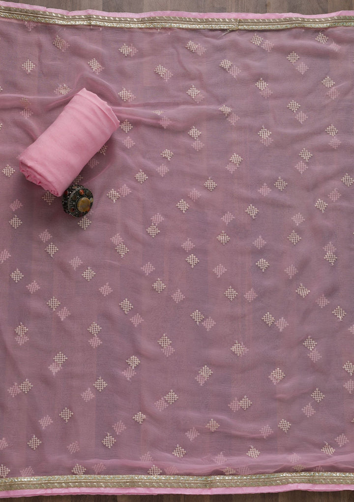 Pink Gotapatti Art Silk Unstitched Salwar Suit-Koskii