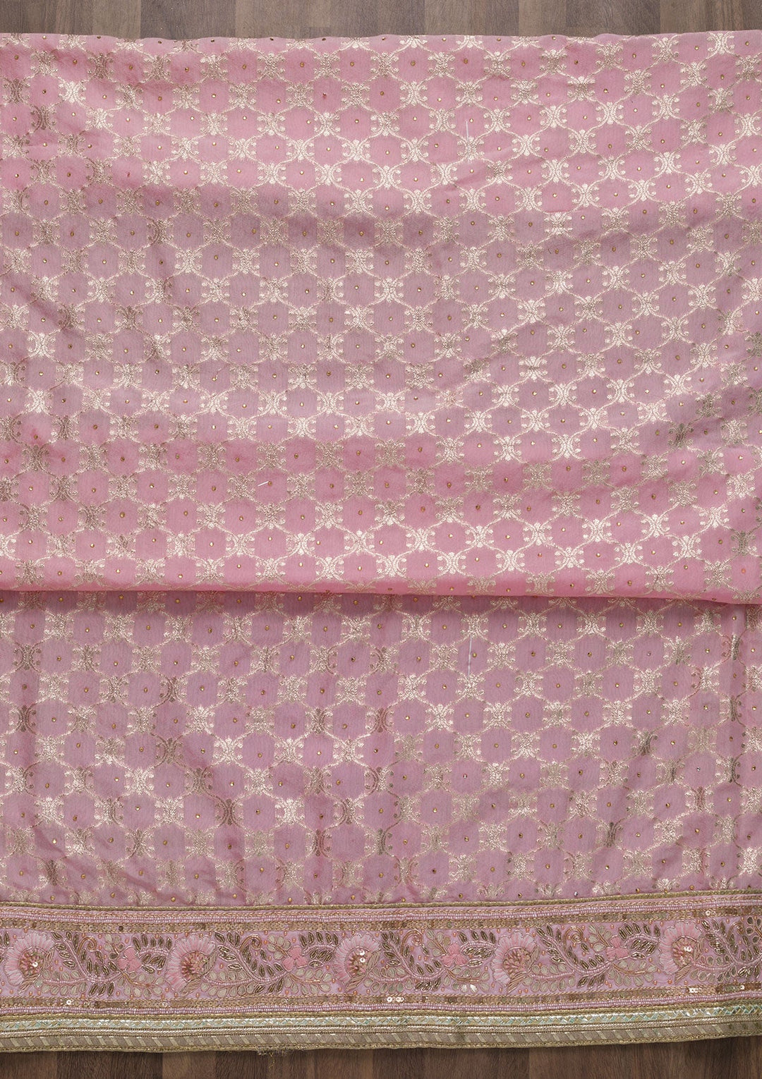 Pink Gotapatti Art Silk Unstitched Salwar Suit-Koskii