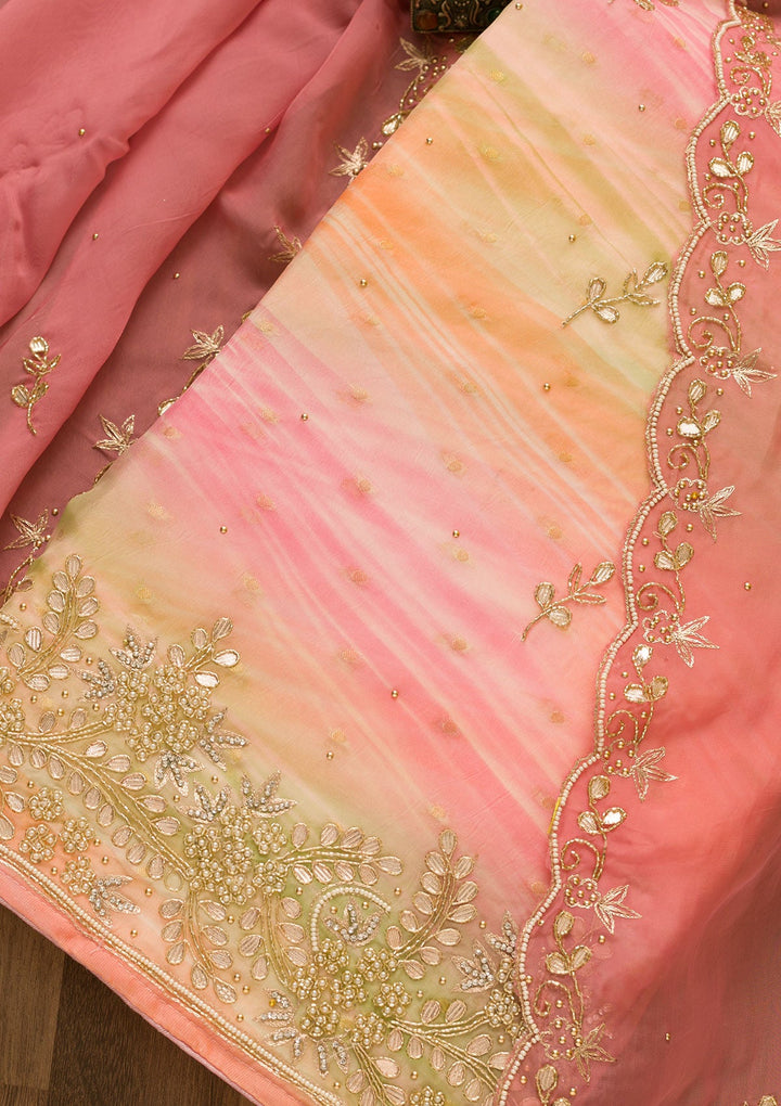 Pink Gotapatti Brocade Salwar Kameez-Koskii
