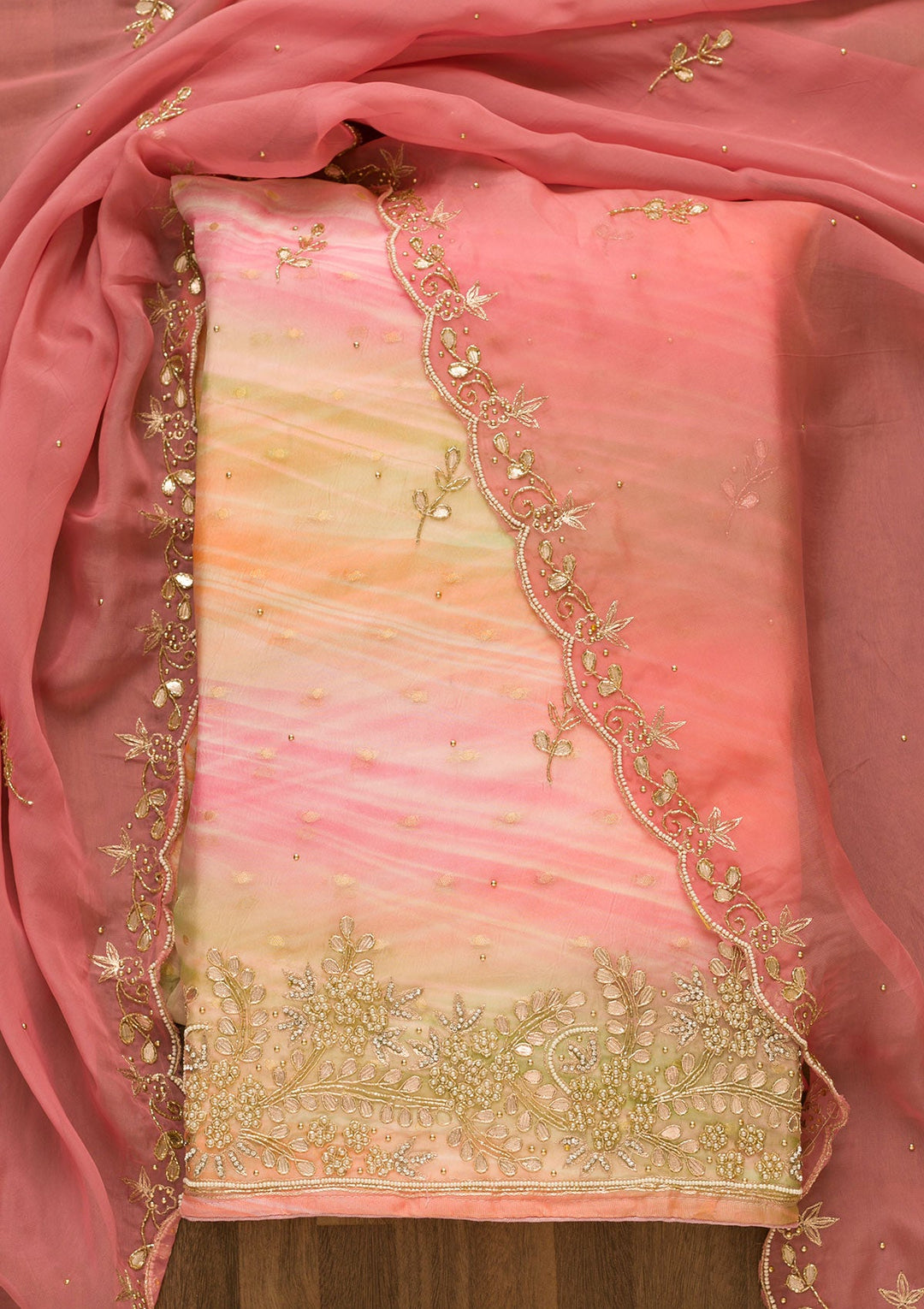 Pink Gotapatti Brocade Salwar Kameez-Koskii