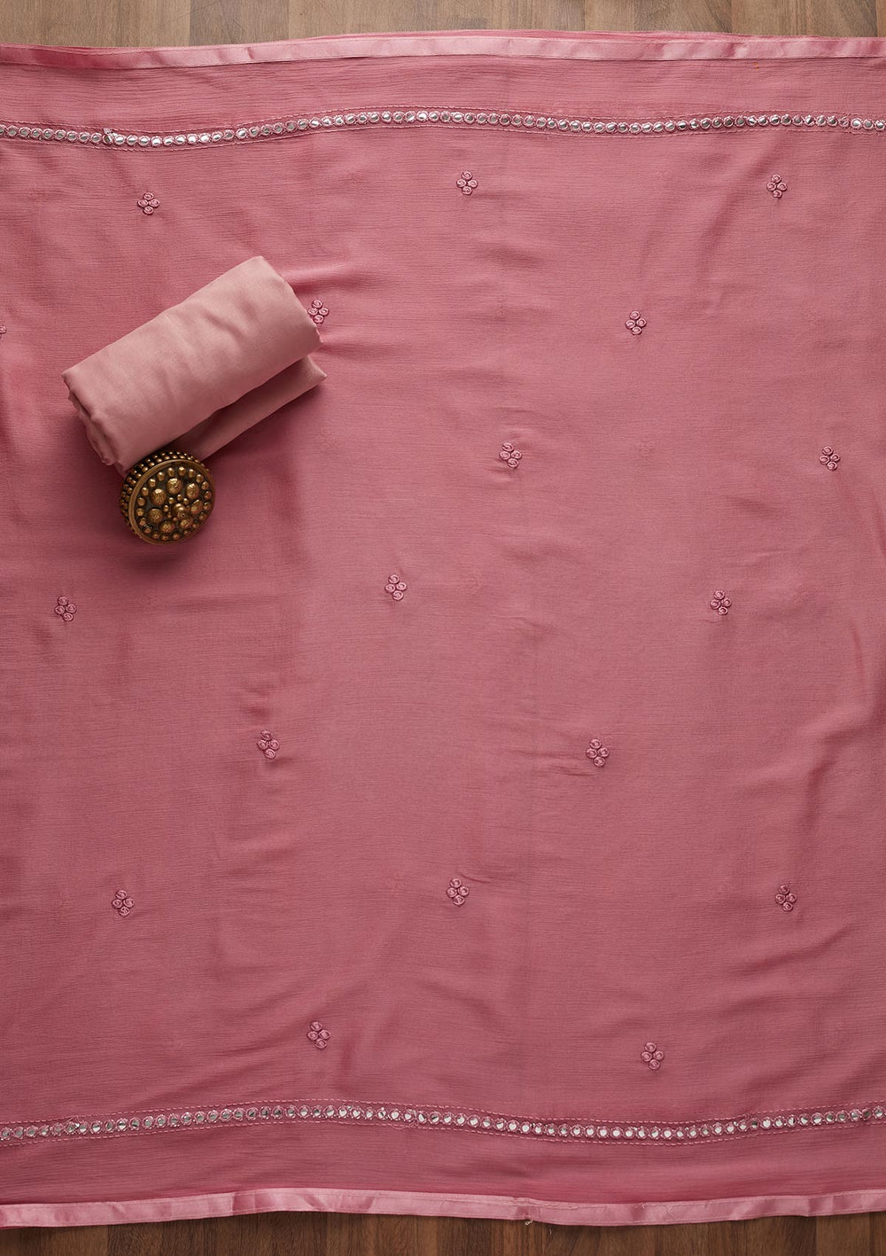 Pink Gotapatti Chanderi Unstitched Salwar Suit-Koskii