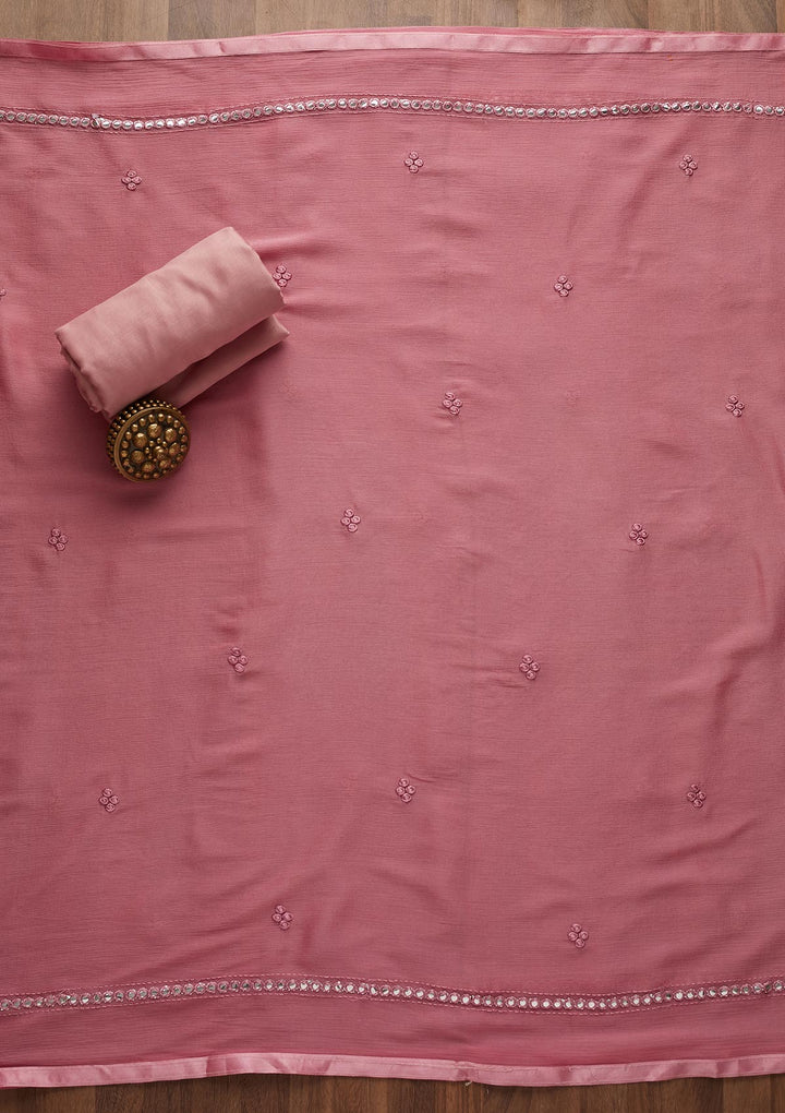 Pink Gotapatti Chanderi Unstitched Salwar Suit-Koskii