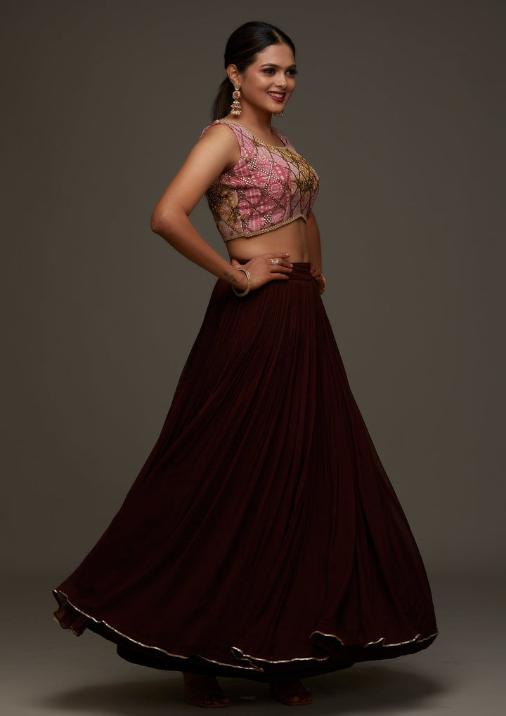 Pink Gotapatti Georgette Designer Lehenga - Koskii