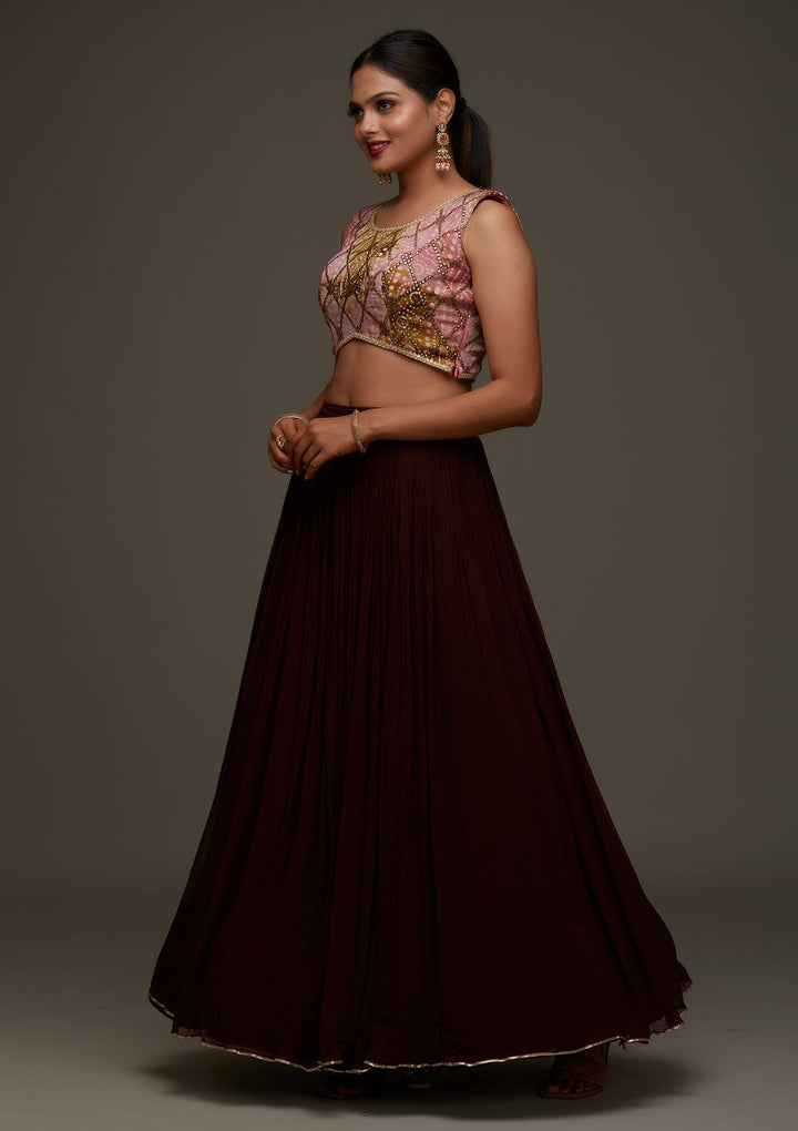 Pink Gotapatti Georgette Designer Lehenga - Koskii